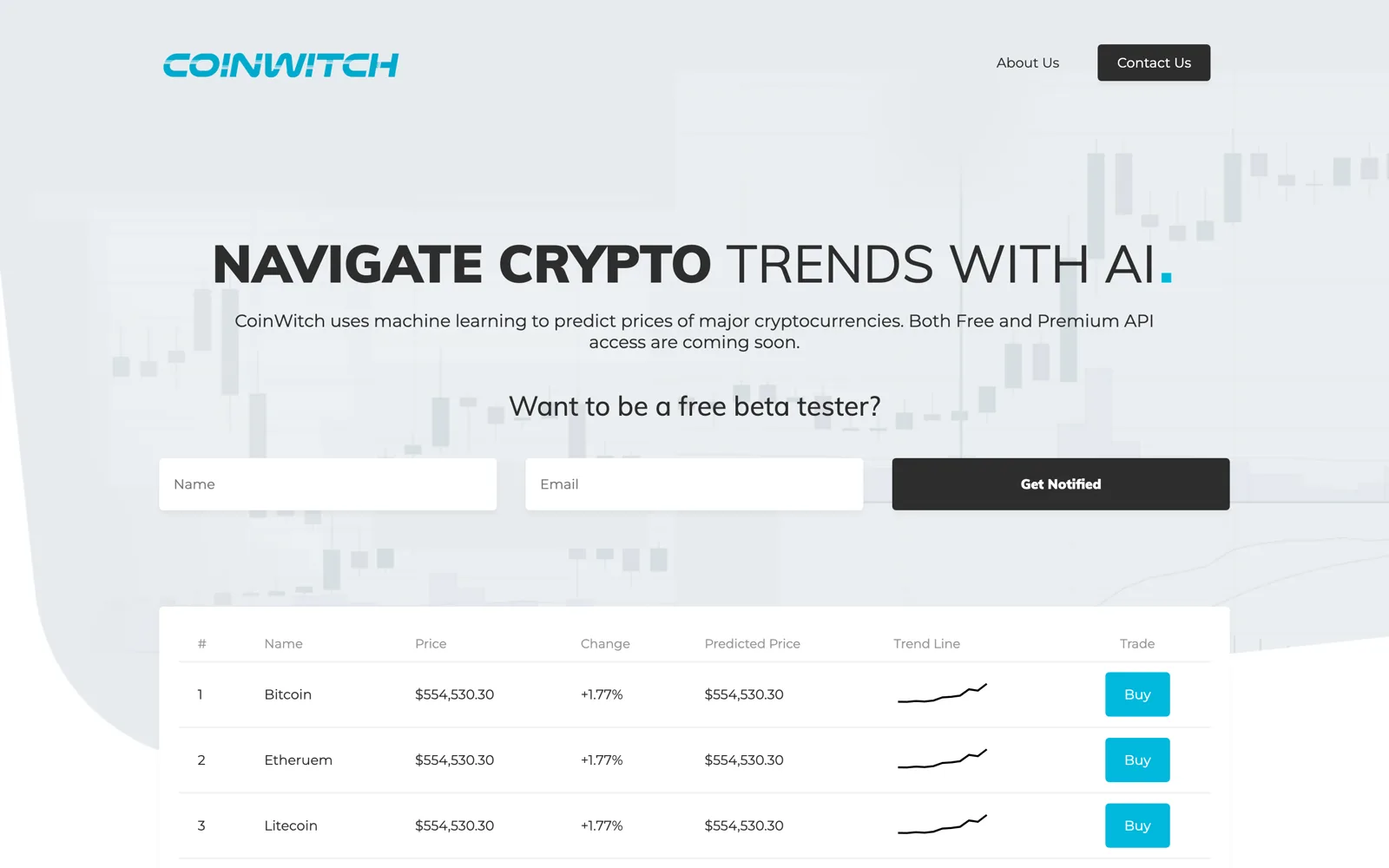 Screenshot of CoinWitch